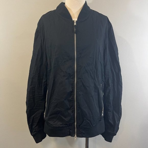 NWOT ALLSAINTS Bassett Bomber Black Zip Up Jacket (XXL) - Picture 5 of 13